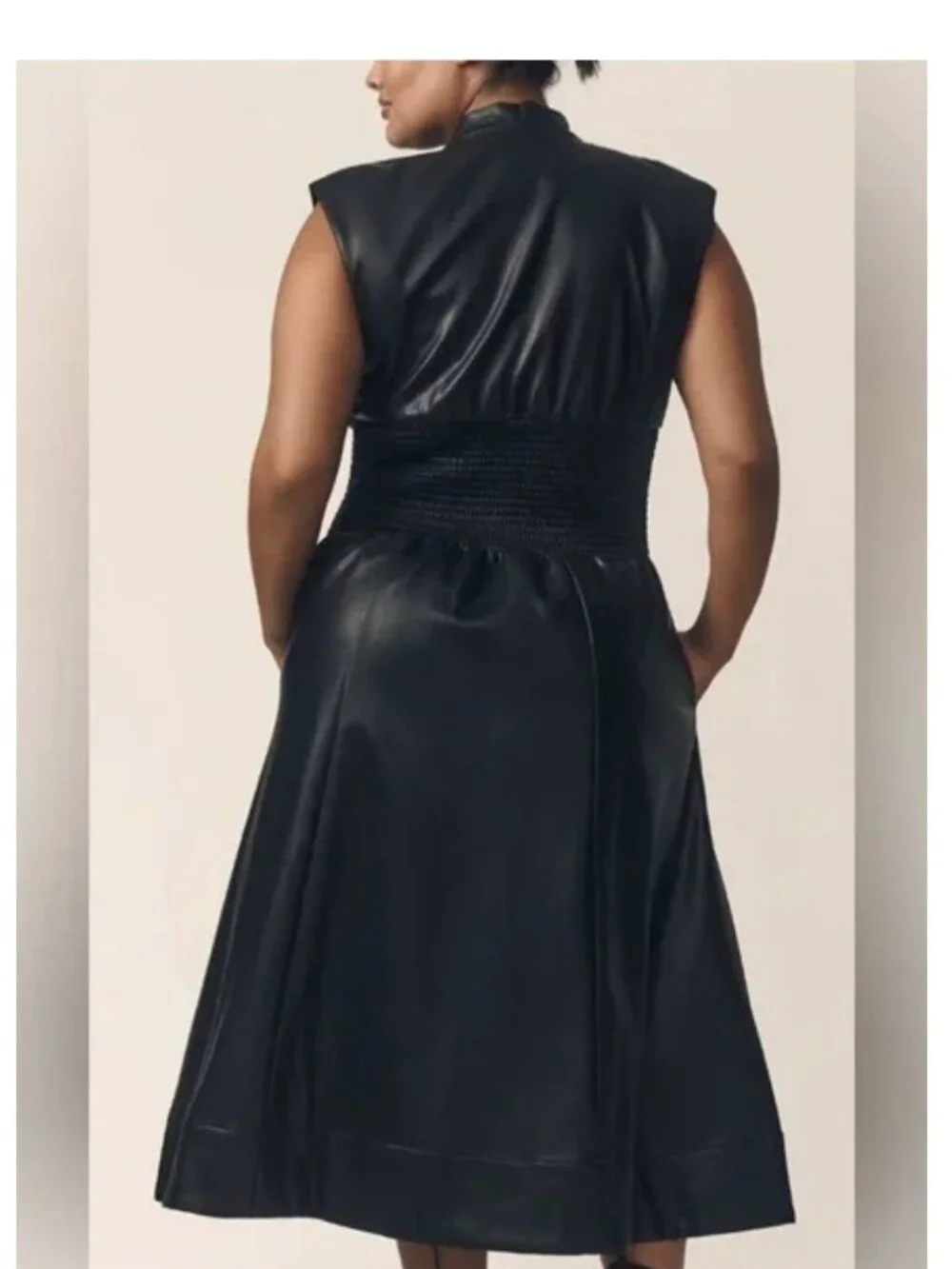 Anthropologie Tommie Dress 2XL Faux Leather Black Plus Size - Picture 2 of 12